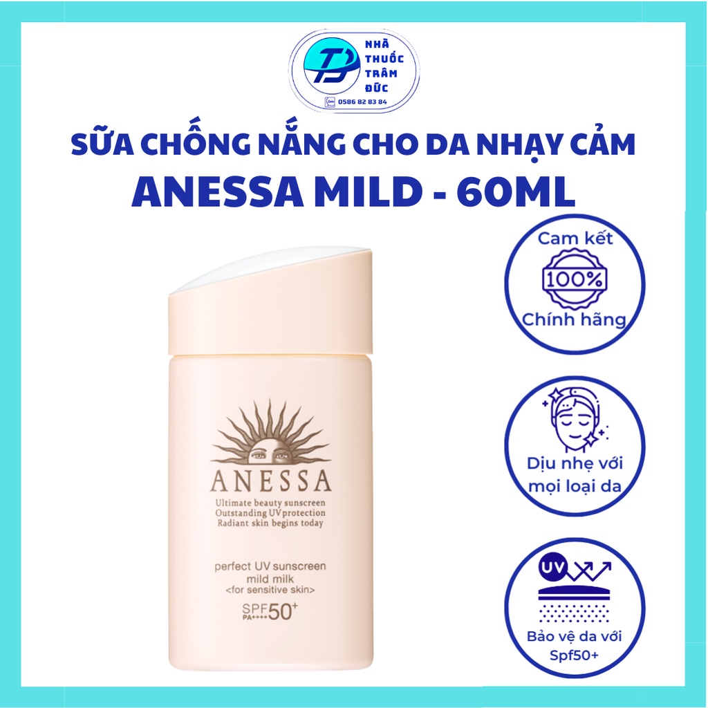 Anessa Perfect UV Sunscreen Mild Milk For Sensitive Skin SPF50+/PA++++ Sữa Chống Nắng Da Nhạy Cảm