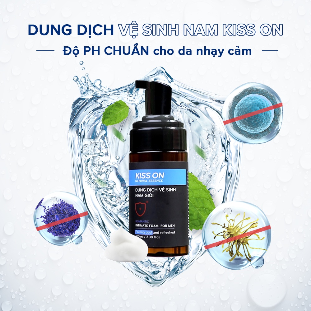 Dung dịch vệ sinh nam tạo bọt KISS ON giúp làm sạch, khử mùi hôi bọt vệ sinh nam giới kisson 100ml TM-KI-VS01