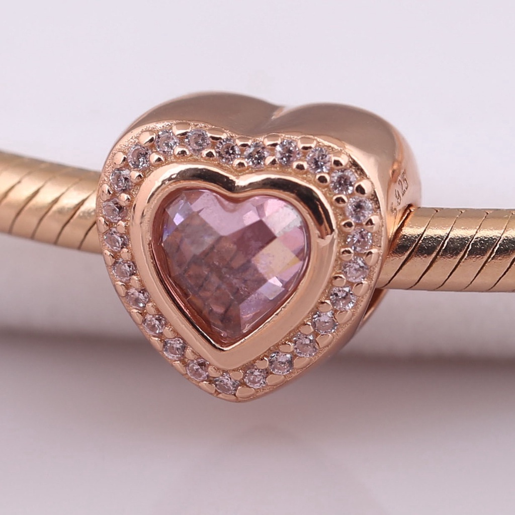 Charm xỏ trái tim viền đính đá - Linhcharms