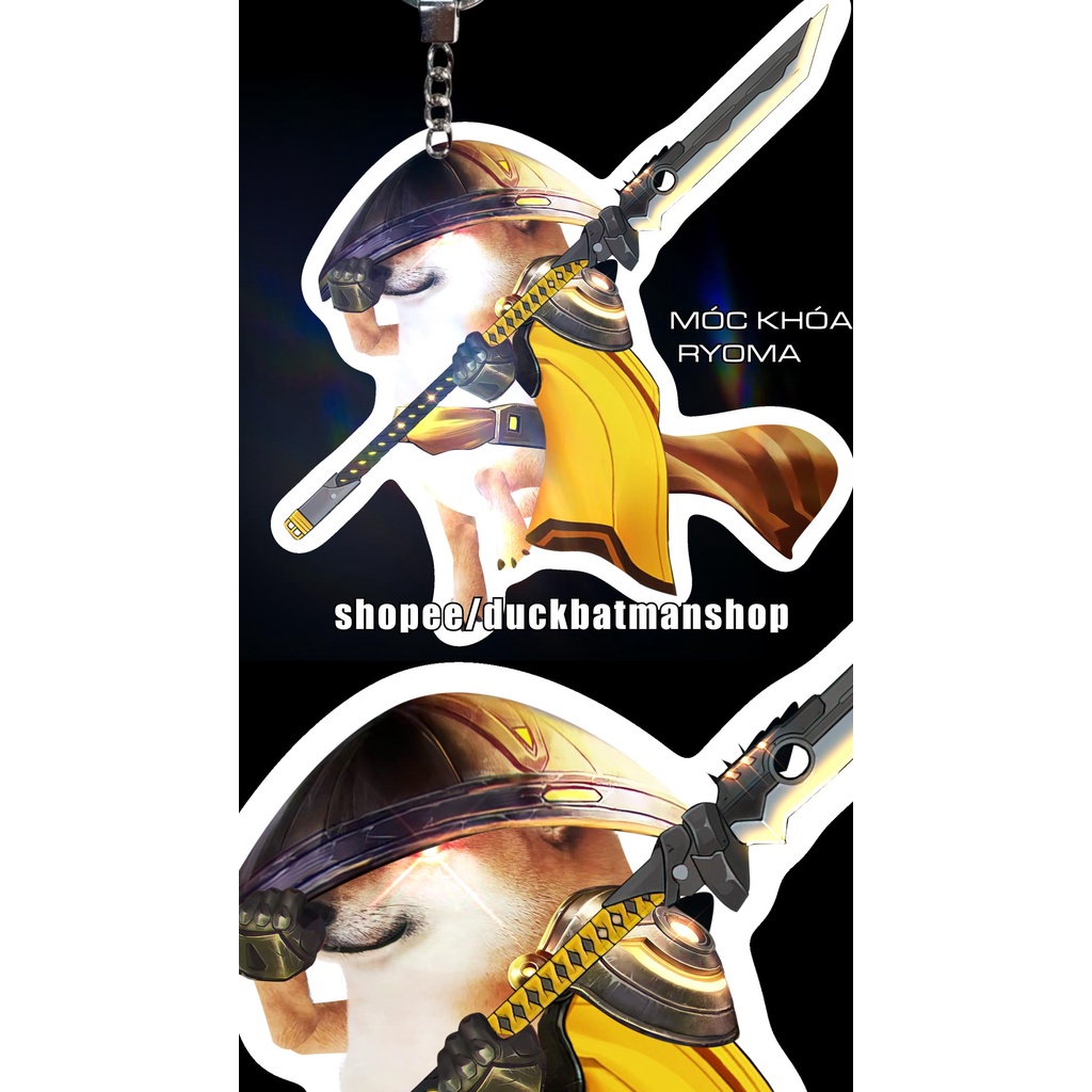 Móc khóa cheems lỏ - Ryoma và QI Flash kèm hai quả bánh bao