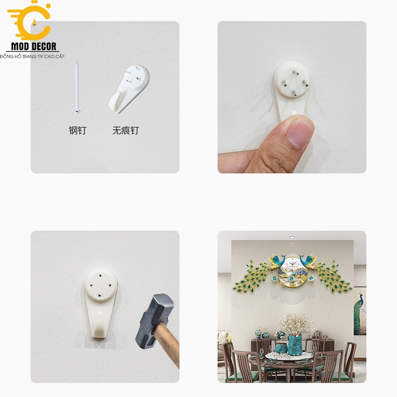 Đồng hồ treo tường trang trí công phượng, tráng gương MOD Decor, Lianzhang JJT mã 2888-1