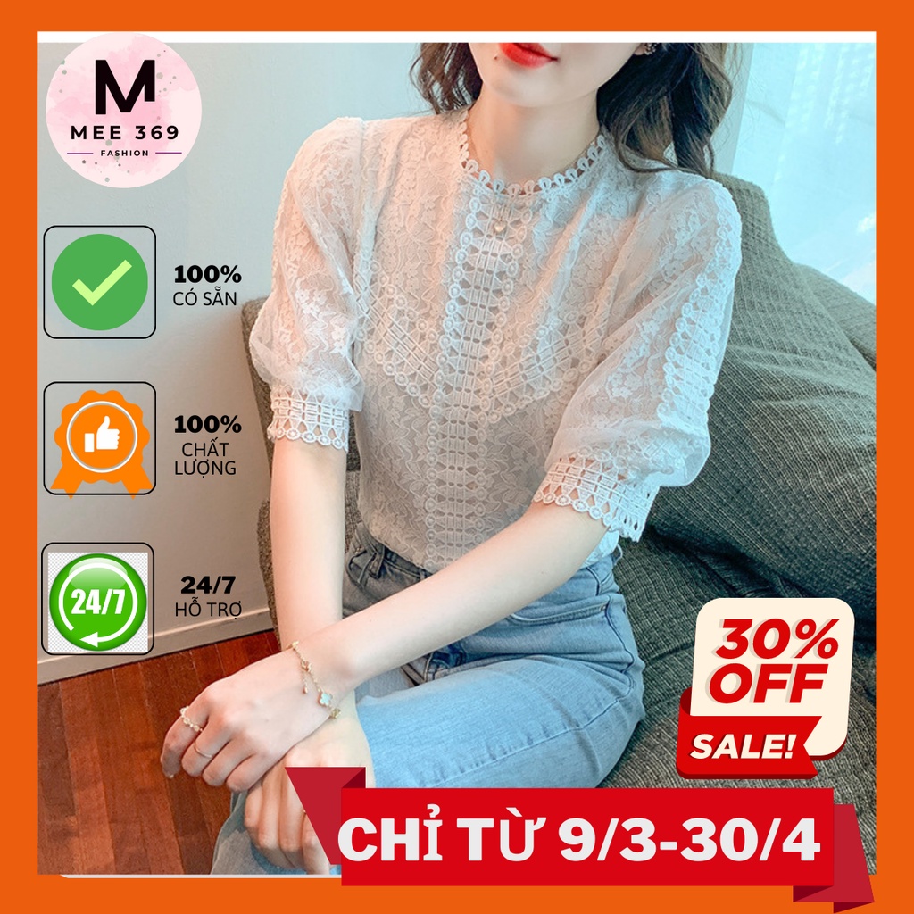 Áo Sơ Mi Nữ Phối Ren Màu Trắng Siêu Đẹp, Áo Sơ Mi Nữ Ngắn Tay Chất Đẹp, Phom Dáng Chuẩn