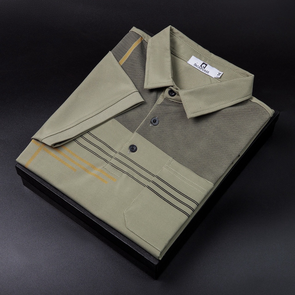 Áo Thun Nam Polo Parhouse Phối Sọc Có túi Nam Tính ASTD173