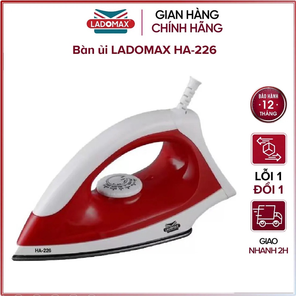 Bàn Ủi Khô Ladomax HA-226 mặt đế chống dính - tự điều chỉnh duy trì nhiệt ổn định - ủi áo lông, len [Chính hãng]