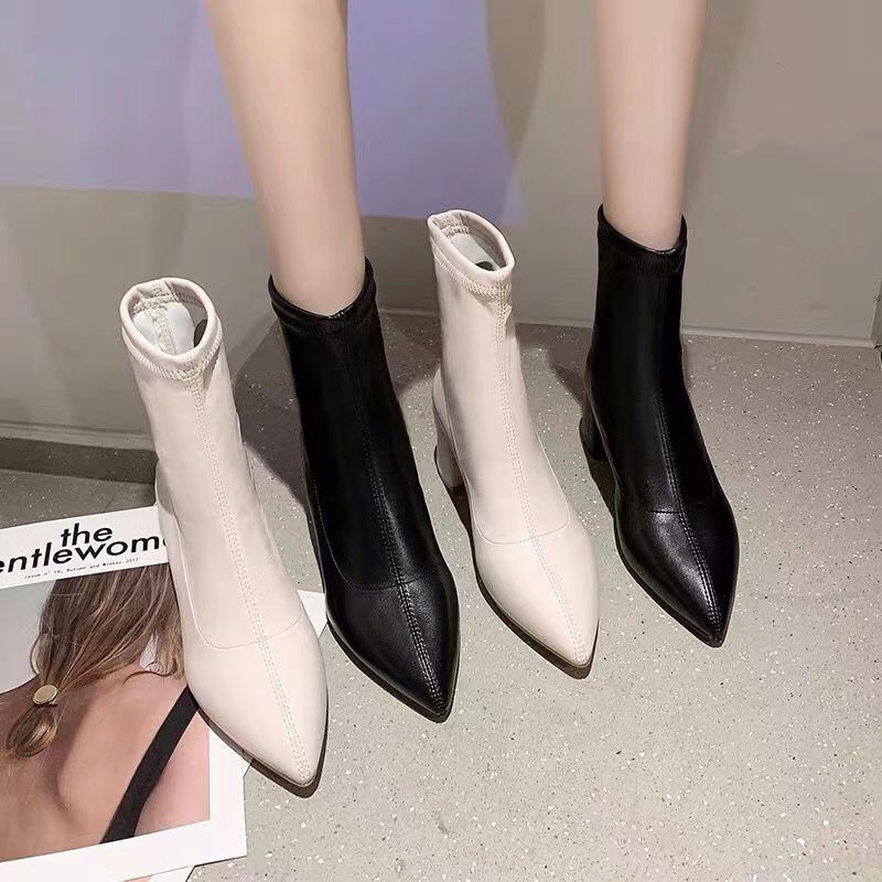 giày nữ boot nữ  bốt nữ giày boot nữ boot cao cổ Giày Boot Cao Gót Mũi Nhọn Có Khóa Kéo Thời Trang Dành Cho Nữ