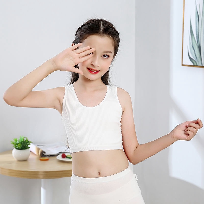 Áo Ngực Cotton Vải Mềm Thoáng Mát Cho Bé Gái 8-12 Tuổi