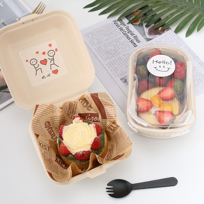 HỘP GIẤY BÃ MÍA ĐỰNG BÁNH BENTO, MOCHI, BÁNH KEM, BÔNG LAN,...