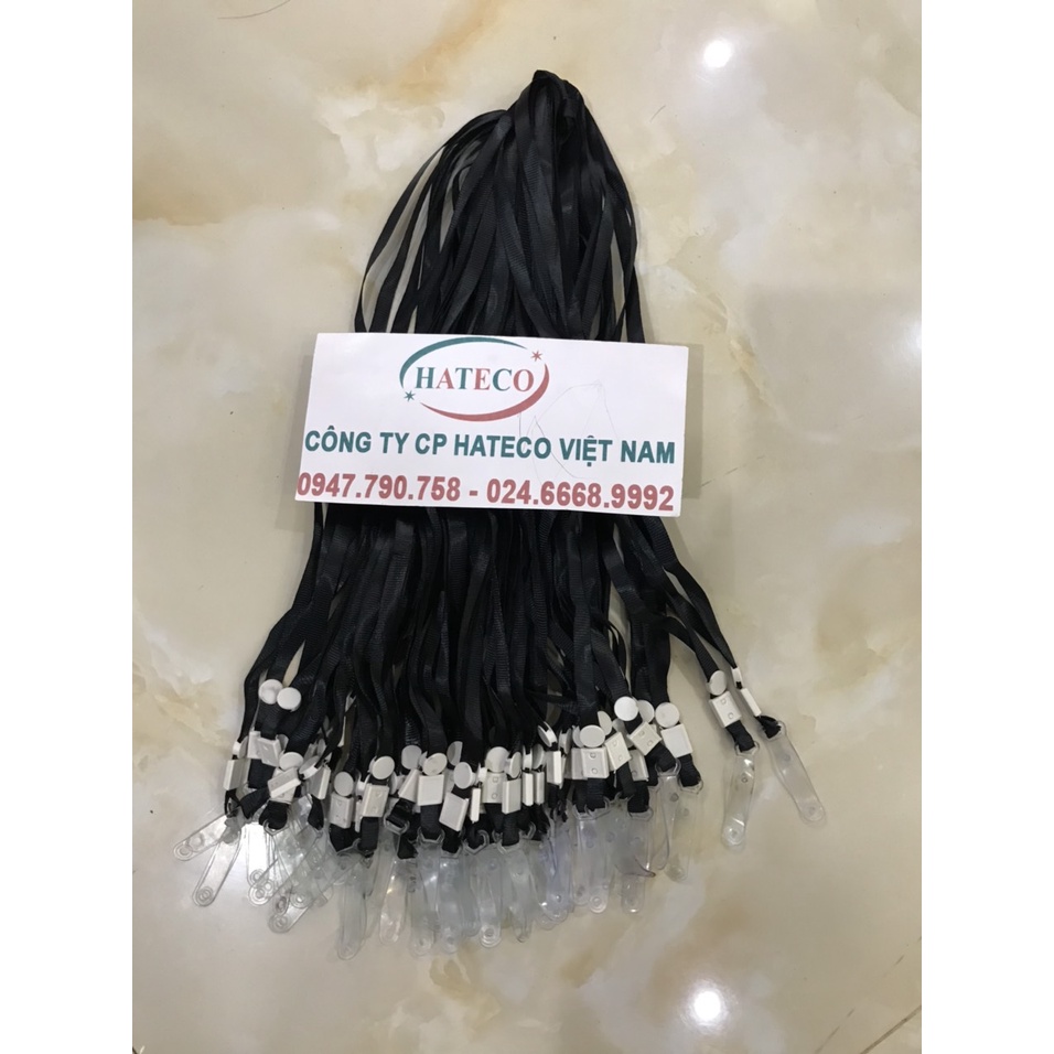 SỈ 100 Dây đeo thẻ lụa móc nhựa màu ĐEN, bản rộng 1cm (LOẠI 1)