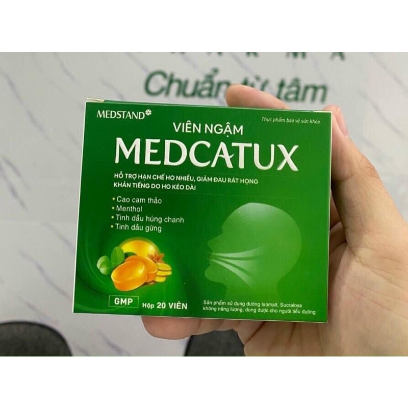 Medcatux, Giảm ho, đau rát họng , khàn tiếng, hộp 20 viên