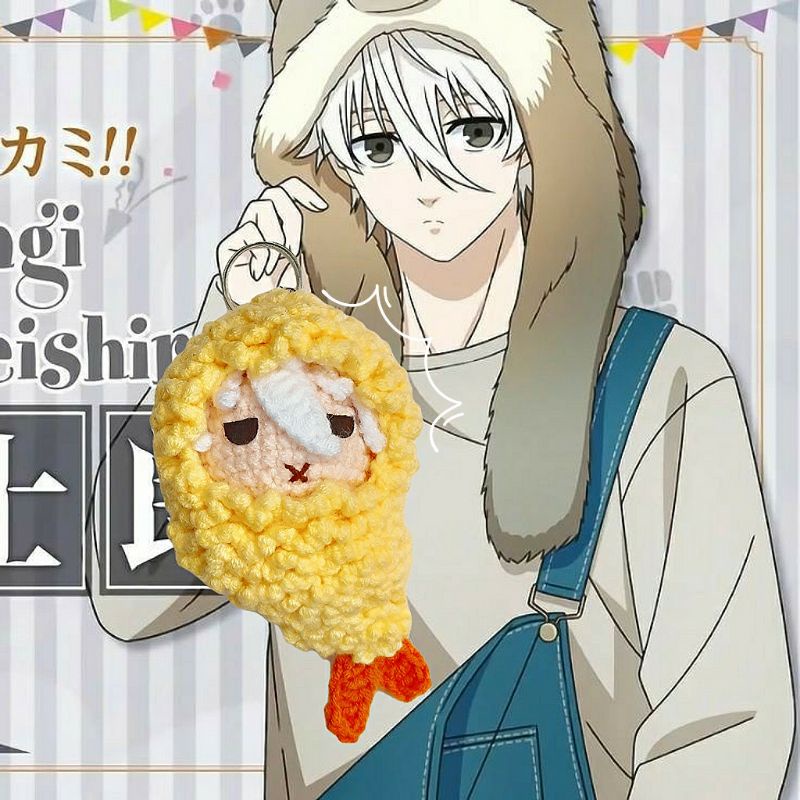 Móc khóa tôm chiên Blue Lock/Móc khóa len handmade