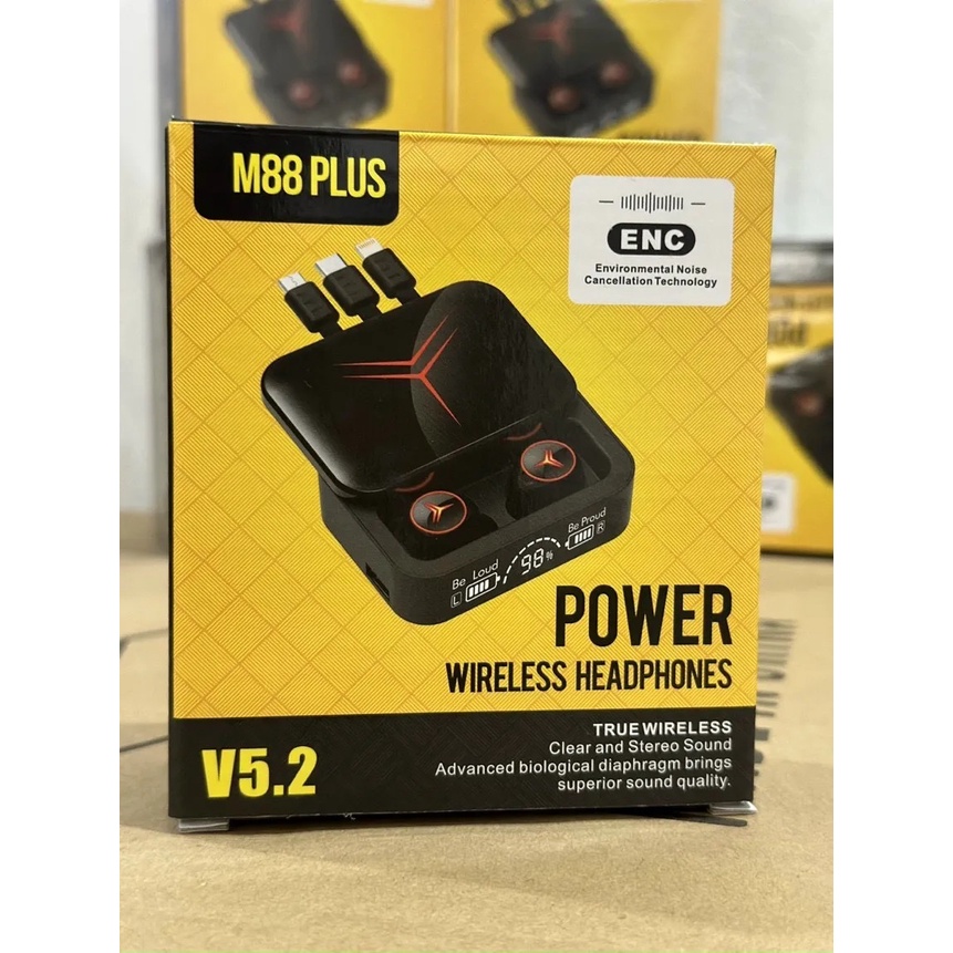 Tai nghe bluetooth kiêm sạc dự phòng M88 Plus, tai nghe bluetooth, Âm thanh nổi Bass âm thanh HiFi, Đèn LED thể thao