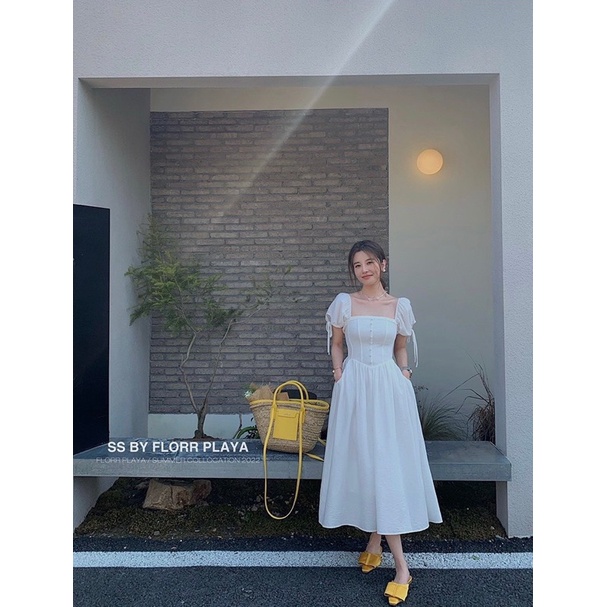 Váy maxi tay phồng 2 màu