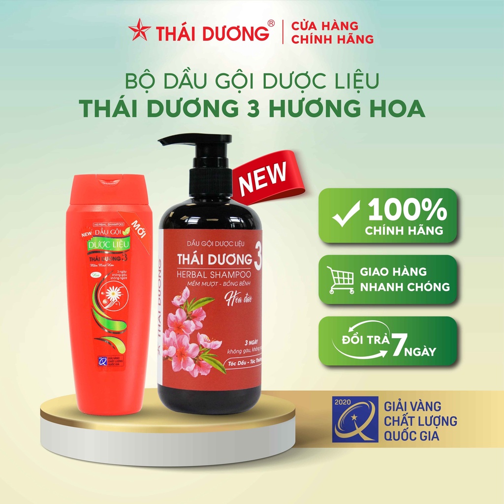 Dầu gội dược liệu Thái Dương 3 ngăn gàu ngứa  200ml, 480ml - Sao Thái Dương