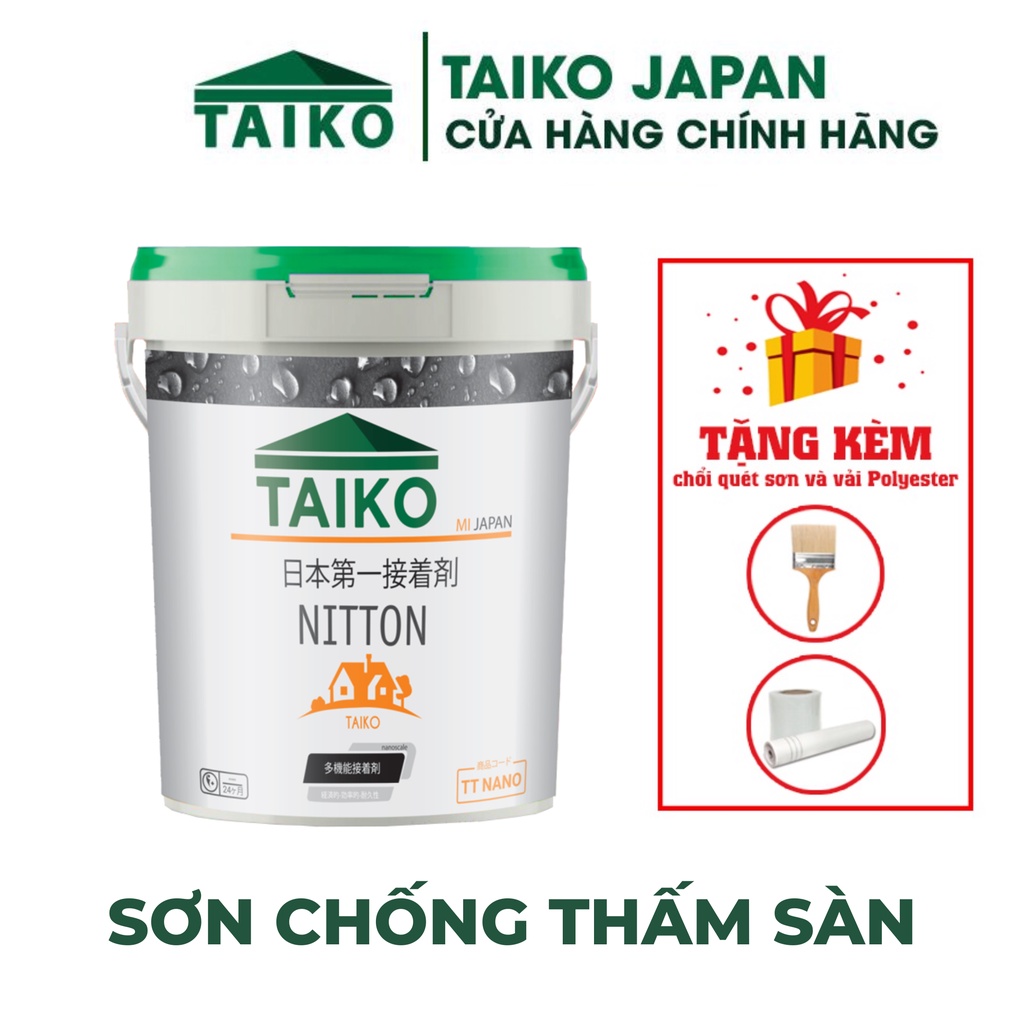 Keo Sơn Chống Thấm Sàn Mái TAIKO NITTON - Thùng 5 Lít - Tặng Kèm Vải Kết Cấu