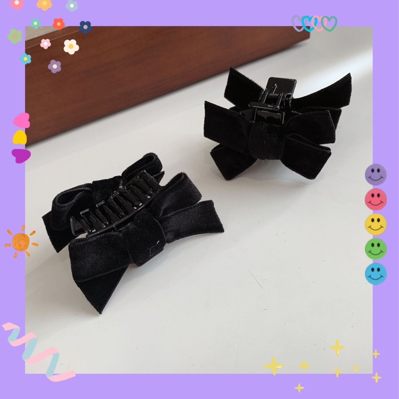 Kẹp tóc set mini Nơ nhung 🖤 đen 2 bên tóc cute