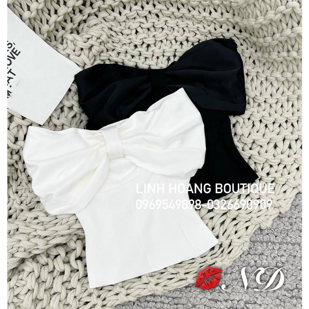 Áo nơ 2 màu đen trắng dễ mix