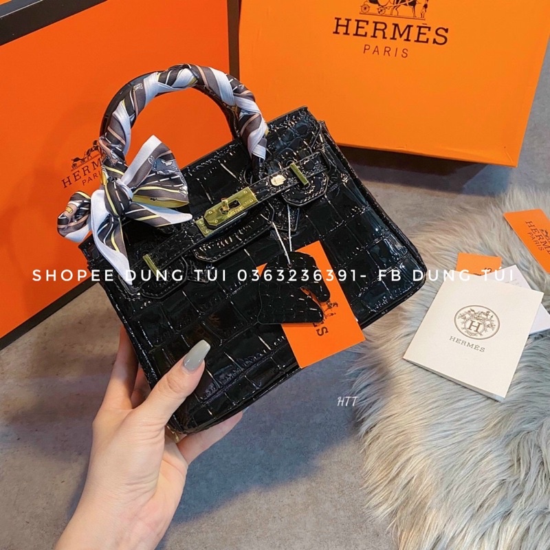 Túi xách nữu đeo chéo, túi hm bikin size 20 da rắn siêu xinh