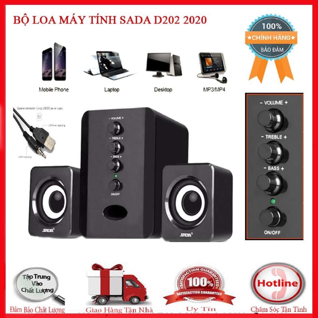 Bộ 3 Loa Máy Tính USB KAW D202 Bass Căng- Âm Thanh Sống Động - Bảo Hành 12 Tháng Toàn Quốc