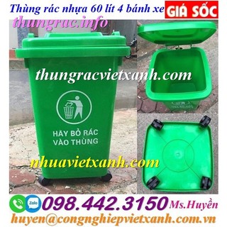 Thùng rác 60 lít có 4 bánh xe