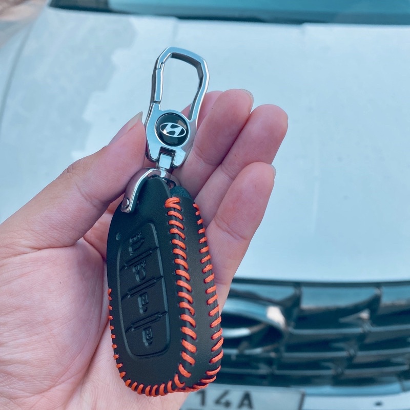 Bao da chìa khoá xe huyndai creta 4 nút chất liệu da bò khâu tay nguyên miếng