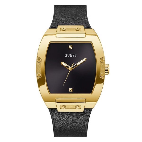 Đồng Hồ Nam Guess GW0386G3 Dây Da Đen Vỏ Vàng Gold Size 43x51mm - Đồng Hồ Guess Nam Mặt Chữ Nhật