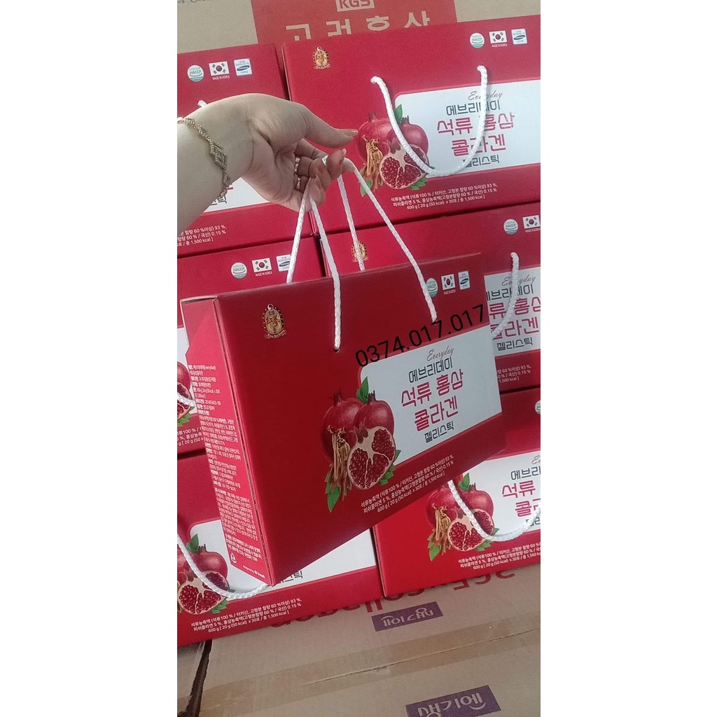 THẠCH LỰU HỒNG SÂM COLLAGEN Bổ sung Vitamin C, chất xơ, Natri, Vitamin B2, chất khoáng