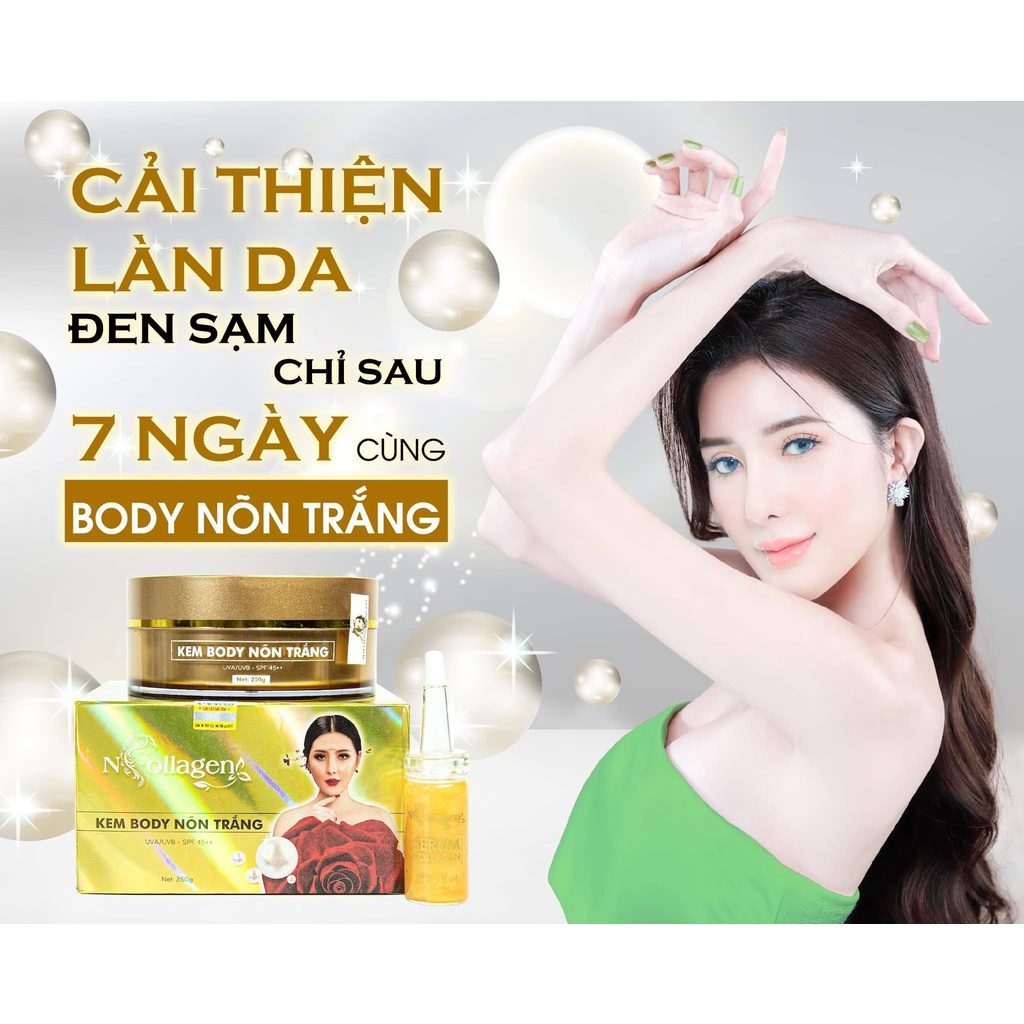 Kem body nõn dưỡng trắng da toàn thân Ncollagen 250g - Tặng kèm serum vàng