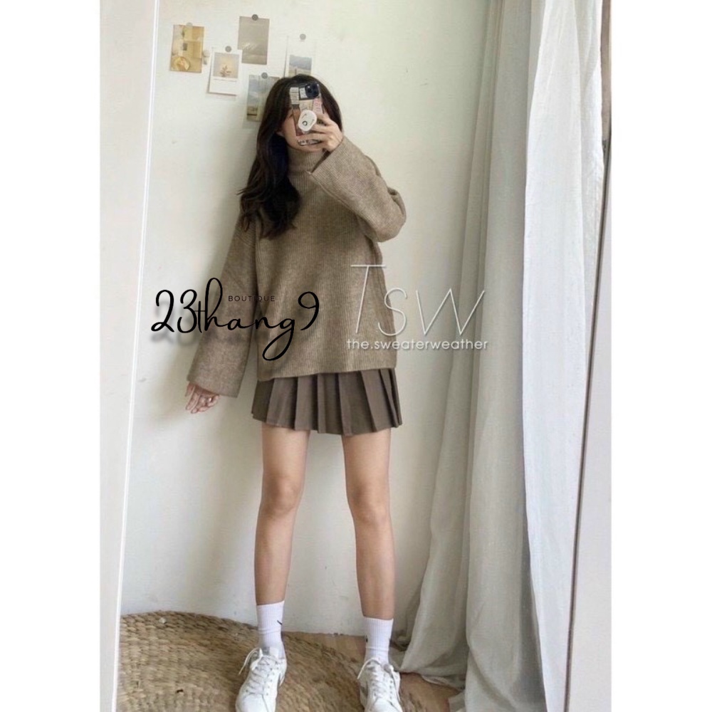 Chân váy xếp ly dáng ngắn chân váy tennis lưng cao xòe vải tuyết mưa cao cấp