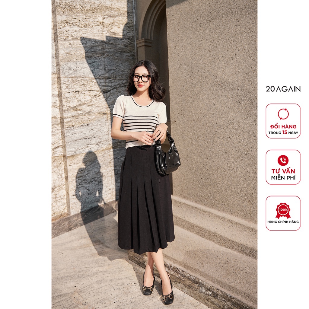 Chân váy dài 20AGAIN, thiết kế dáng A đính cúc lệch xinh xắn JDA2525