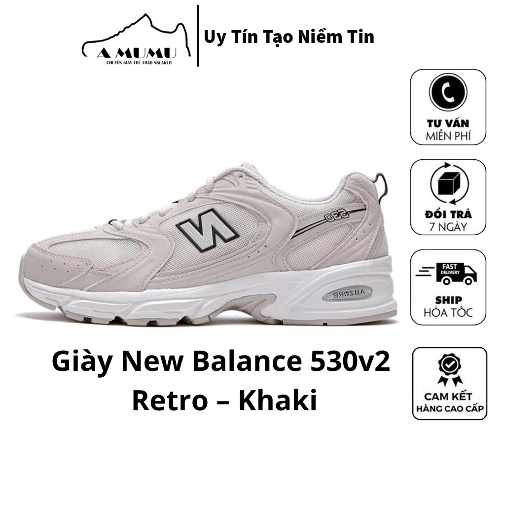Giày newbalance 530 trắng kem,màu đen cao cấp, giày NB 530 kem xám đế cao full phụ kiện