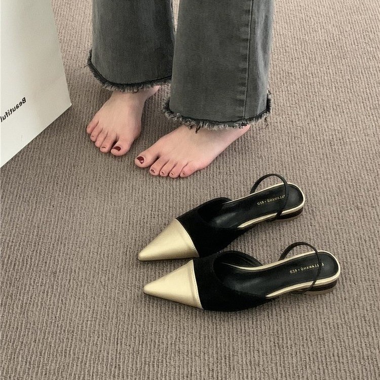 Giày Sandal Mũi Nhọn Gót Thấp Thời Trang Dành Cho Nữ Size 35-39