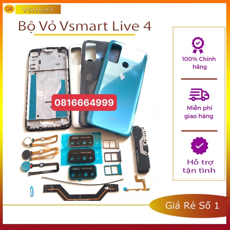 Combo Bộ Vỏ Vsmart Live 4và Linh Kiện rời mới New Chính Hãng