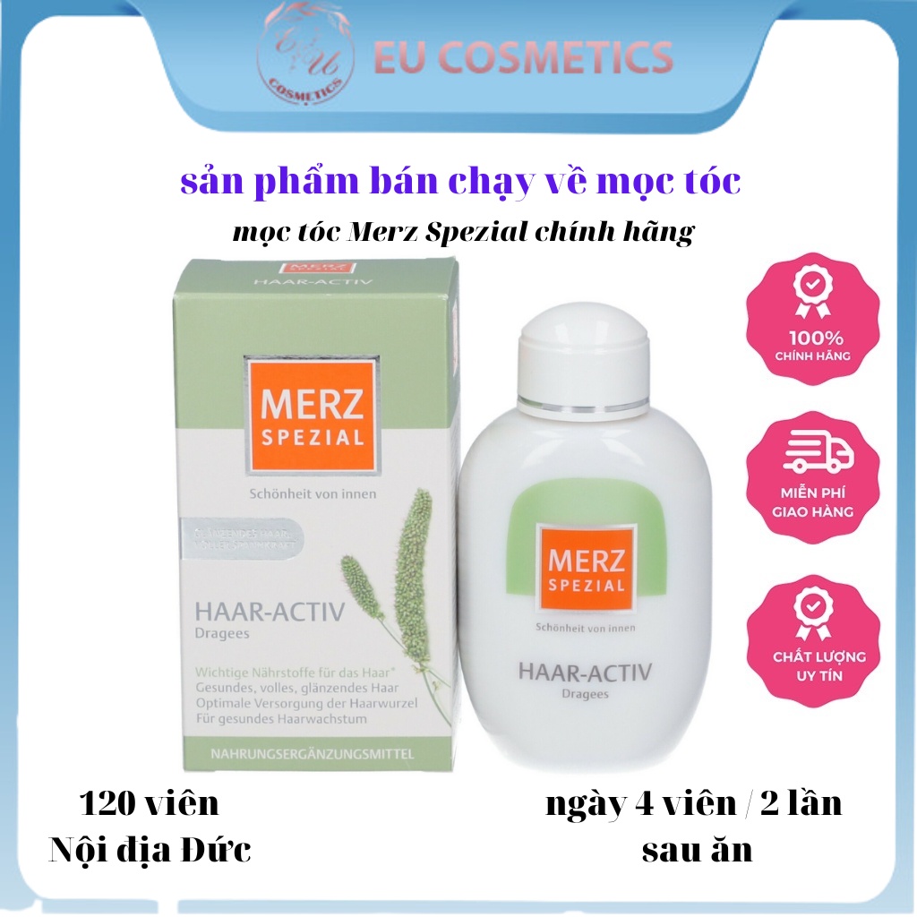 Viên uống hỗ trợ mọc tóc Merz Spezial Haar-Activ 120 viên giúp mọc tóc dày đẹp bóng mượt tự nhiên của Đức