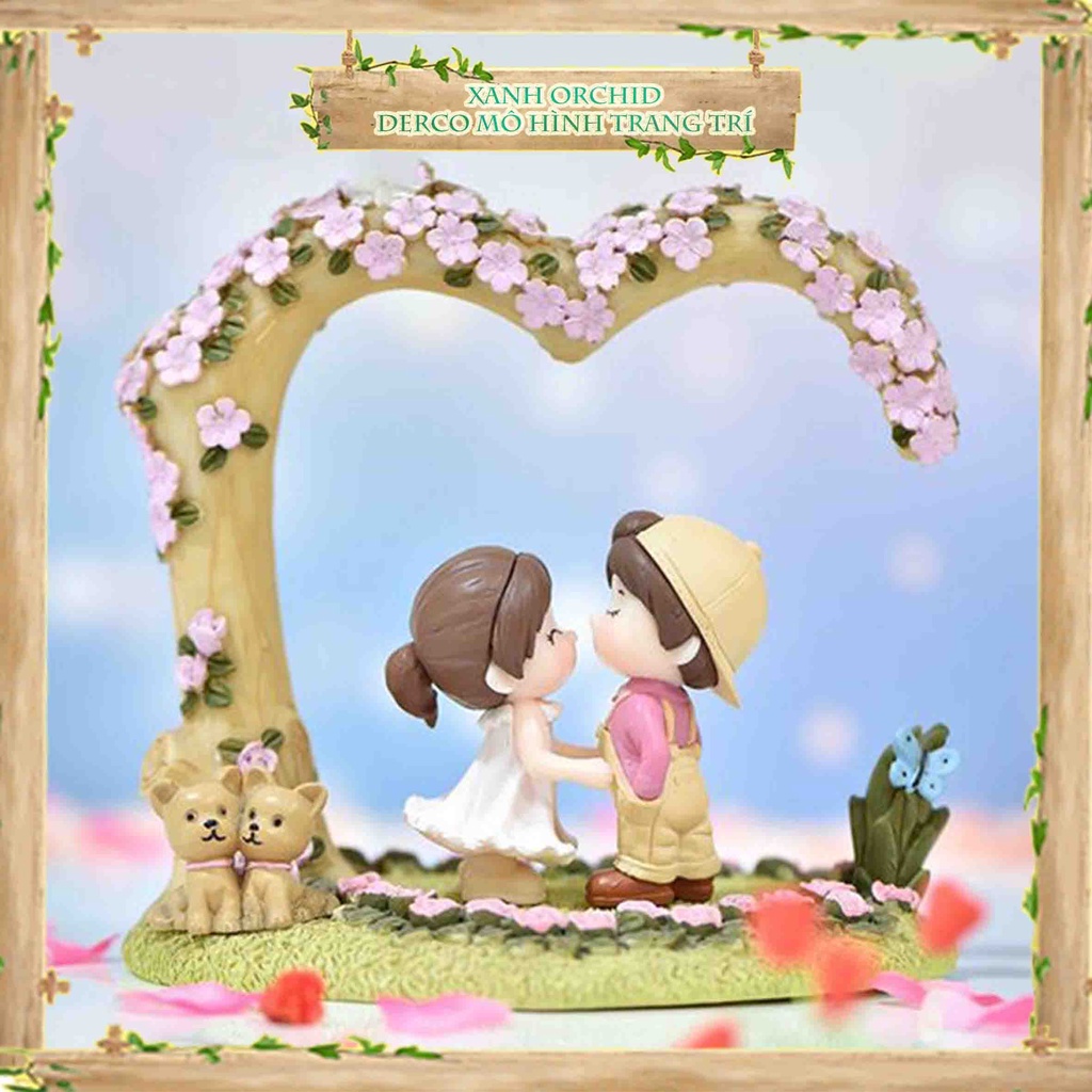 Mô Hình Tiểu Cảnh "Cặp Đôi Kute Mini" Trang Trí Sen Đá, Sân Vườn/ Chậu Cây, DYI, Terrarium