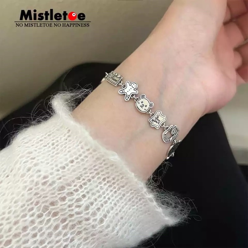 Lắc tay, nhẫn, bông tai bạc s925 cham hoạt hình Cao cấp - BẠC CHÍNH HÃNG MISTLETOE