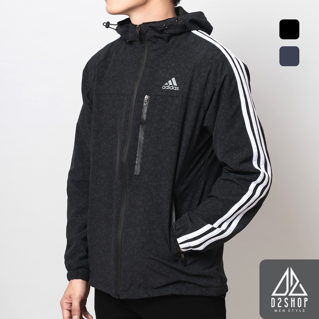 Áo khoác nam D2shop, áo khoác dù nam 3 sọc tay, màu đen đốm [K-7936]