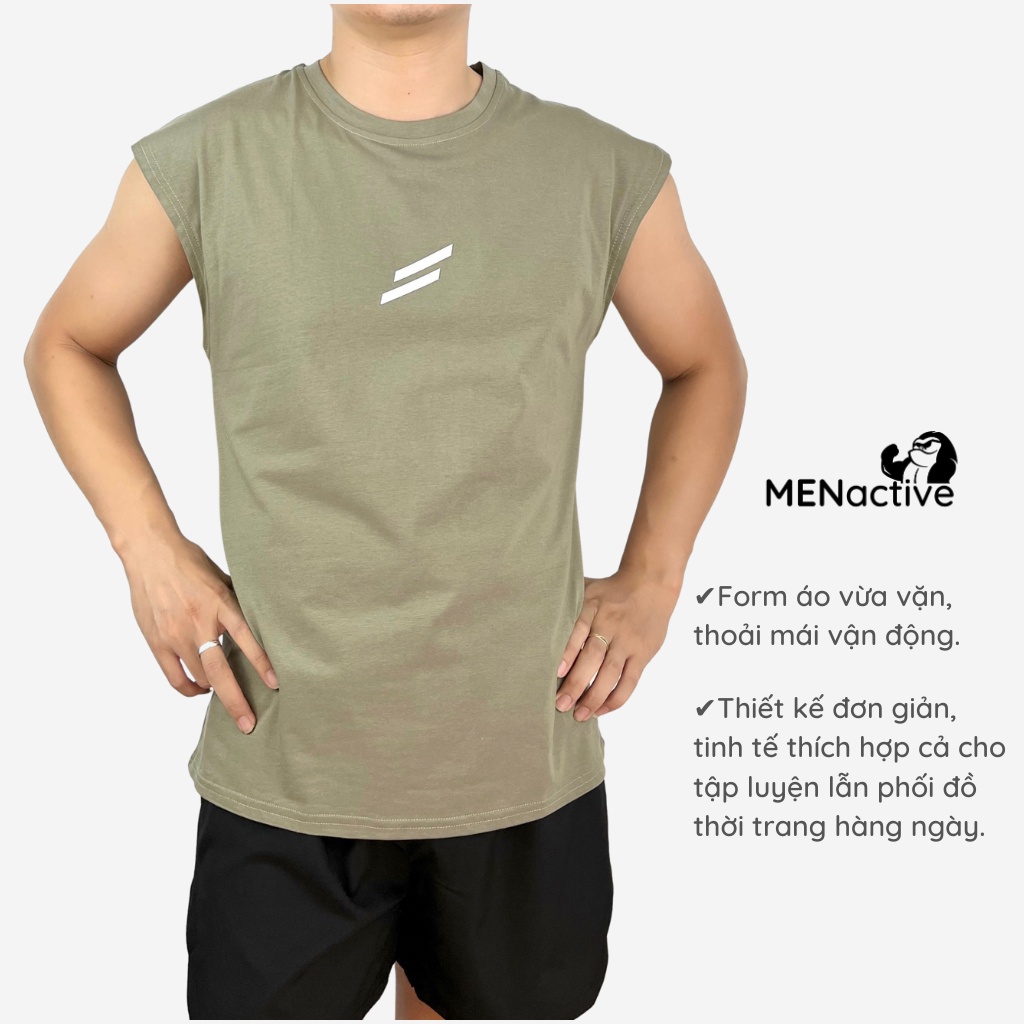 Áo ba lỗ thể thao thời trang nam MENactive cotton mềm mại, thoáng mát ABL03
