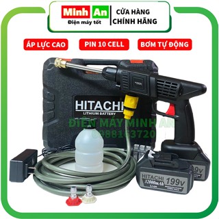 Máy rửa xe pin cầm tay, máy rửa xe mini gia đình dùng pin áp lực HITACHI