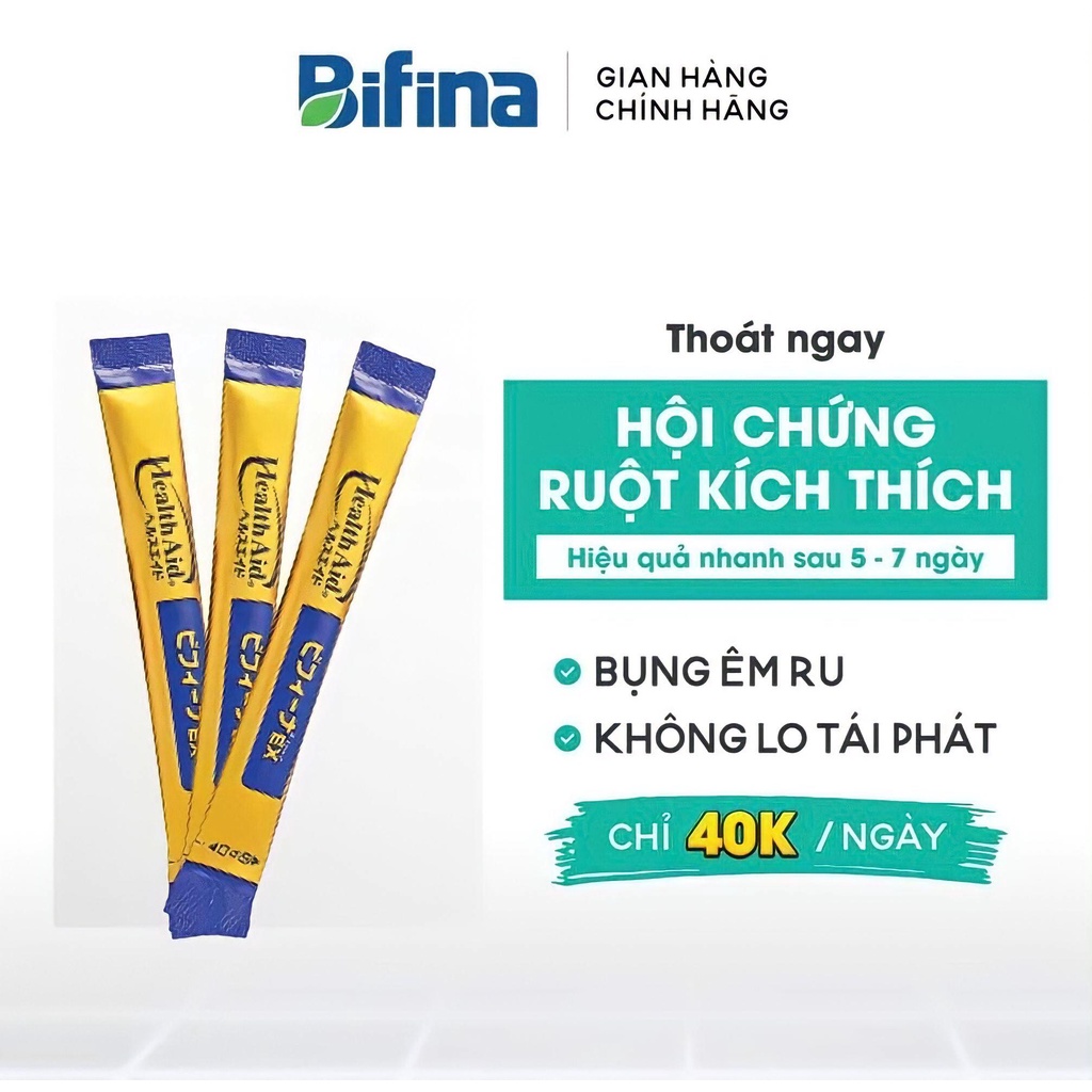 Bifina Nhật Bản -Loại EX Lẻ 3 gói (không có hộp) -Cho người viêm đại tràng, rối loạn tiêu hóa, hội chứng ruột kích thích