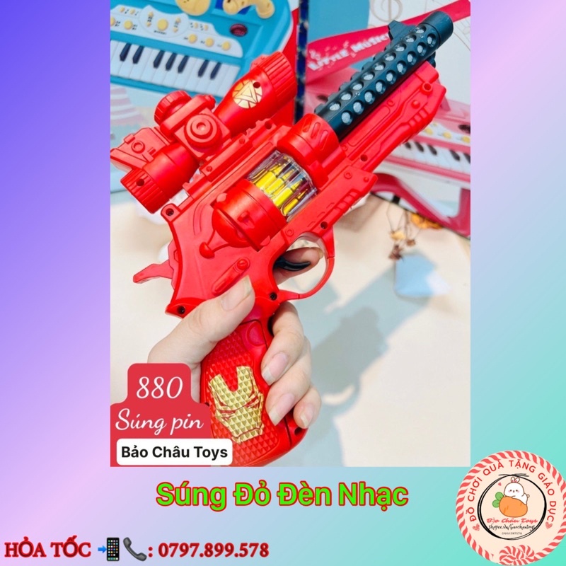 Đồ chơi súng đỏ đèn nhạc siêu to, quà tặng bé trai (Chạy Pin) thỏa sức cho bé nhập vai chơi đùa,quà tặng sinh nhật bé