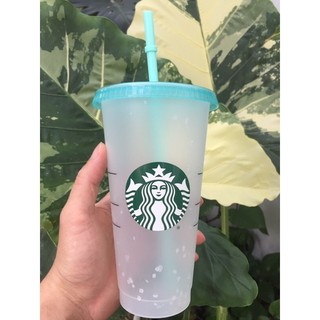 Ly Nhựa Chấm Bi Đổi Màu Starbucks