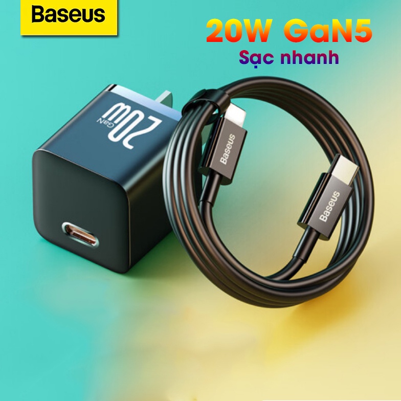 Bộ Sạc du lịch Baseus GaN 5 công xuất 20W sạc nhanh chuẩn PD cho điện thoại và máy tính bảng