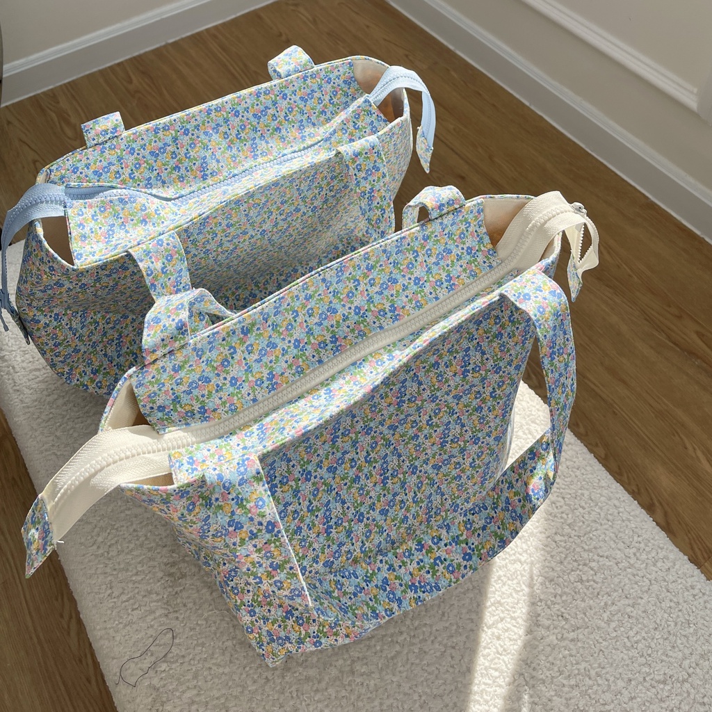 TÚI TOTE BLUE FLOWER HANDMADE CHÍNH HÃNG CLOUDY SIÊU XINH ĐỨNG FORM CHẮC CHẮN