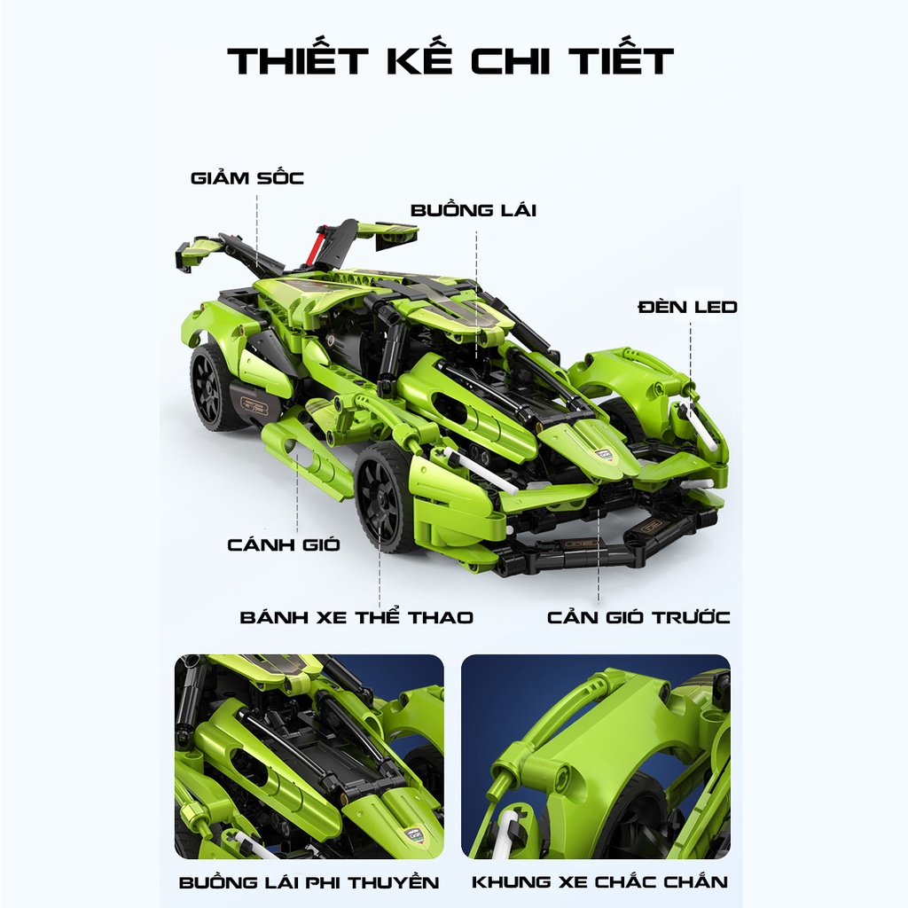 Đồ Chơi Lắp Ráp Lego Mô Hình Điều Khiển Từ Xa RC Technic Siêu Xe Lamborghini V12 Blade Model C51306 Với 400+ Mảnh Ghép