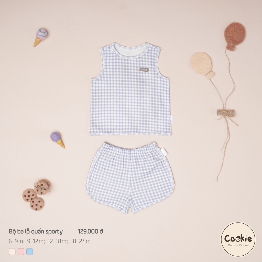 [COOKIE] Bộ ba lỗ quần sporty cho bé size 6-9m & 9-12m & 12-18m & 18-24m