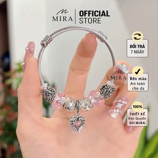 Lắc tay kiềng titan mira & co. kpan11 mix tim hồng đủ màu đá mở hai đầu kiềng titan không hoen gỉ