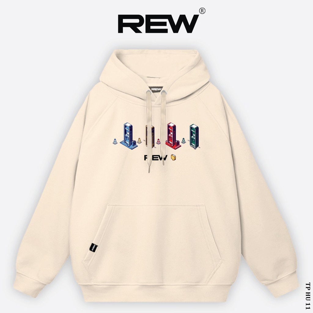 Áo hoodie local brand REW form rộng Unisex dành cho cả nam và nữ mẫu REW cây xăng HD11