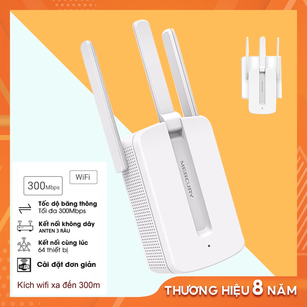 Bộ kích sóng wifi Mercusys MW300re 3 râu cực mạnh - Bảo hành chính hãng 12 tháng