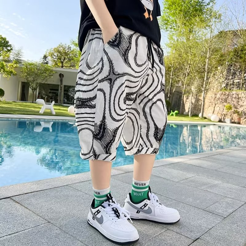 Quần Đùi Cotton Dáng Rộng Có Túi In Hình Dành Cho Bé Trai