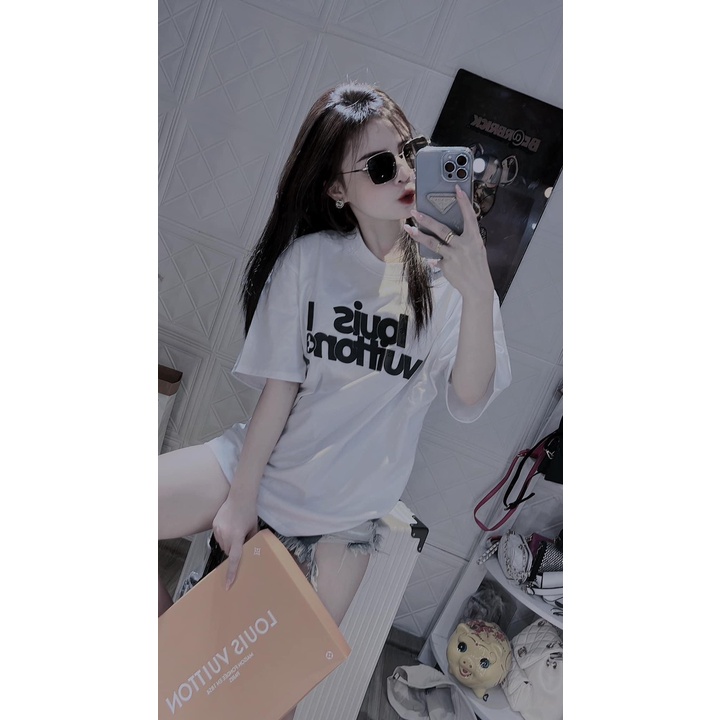 Áo thun cổ tròn in chữ nghệ thuậ trước ngực phong cách thời trang LN55A17.3